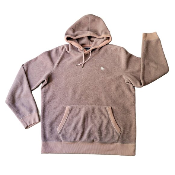 Abercrombie & Fitch Men’s Cream Full Zip Hoodie Sweatshirt Size Lg  Fleece - Picture 1 of 9